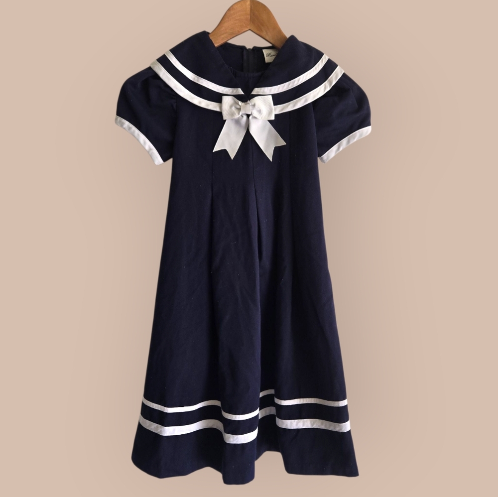 Navy Blue Sailor Dress for Kids VINTAGE SIZE 6